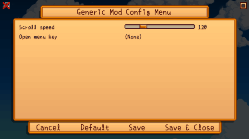 Generic Mod Config Menuの設定画面