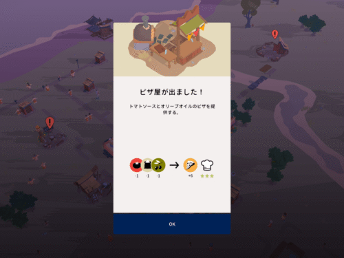 ピザ屋の説明画面